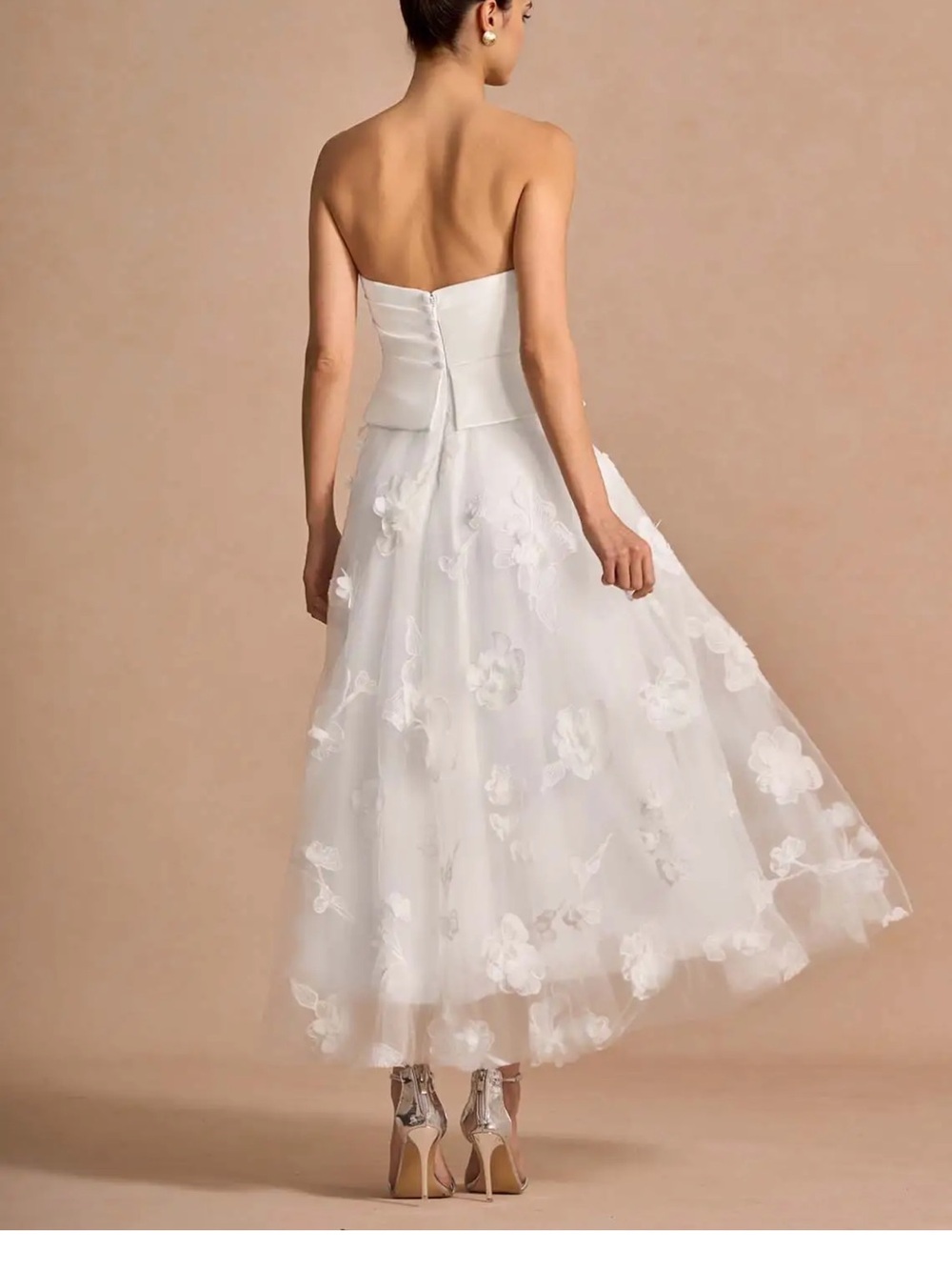 Azazie Jovette White Floral Tulle Dress - Picture 8 of 8
